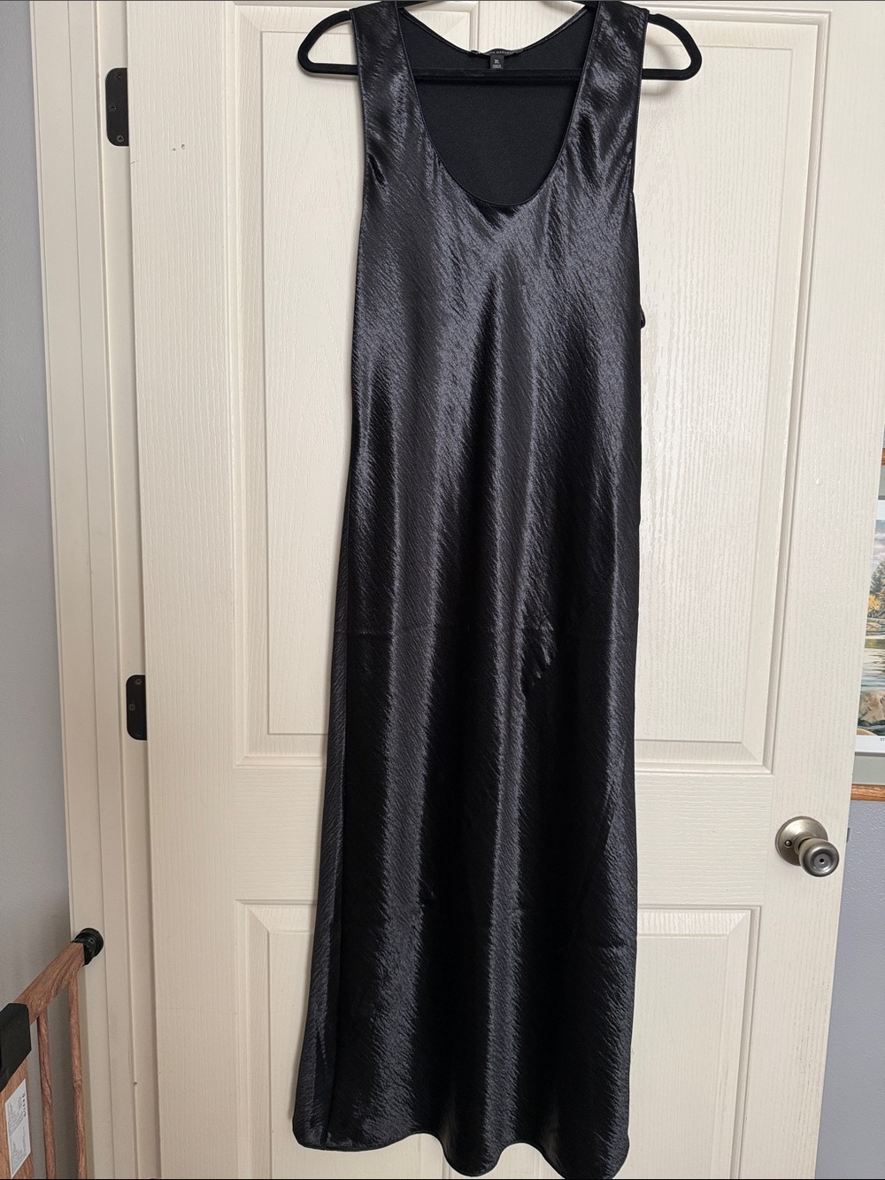 Banana Republic Black Satin Racerback Maxi Slip Dress Sz XL